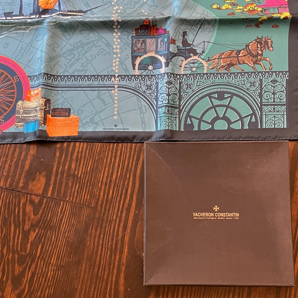 Vacheron Constantin Blue and Orange Silk Scarf - Picture 2 of 5